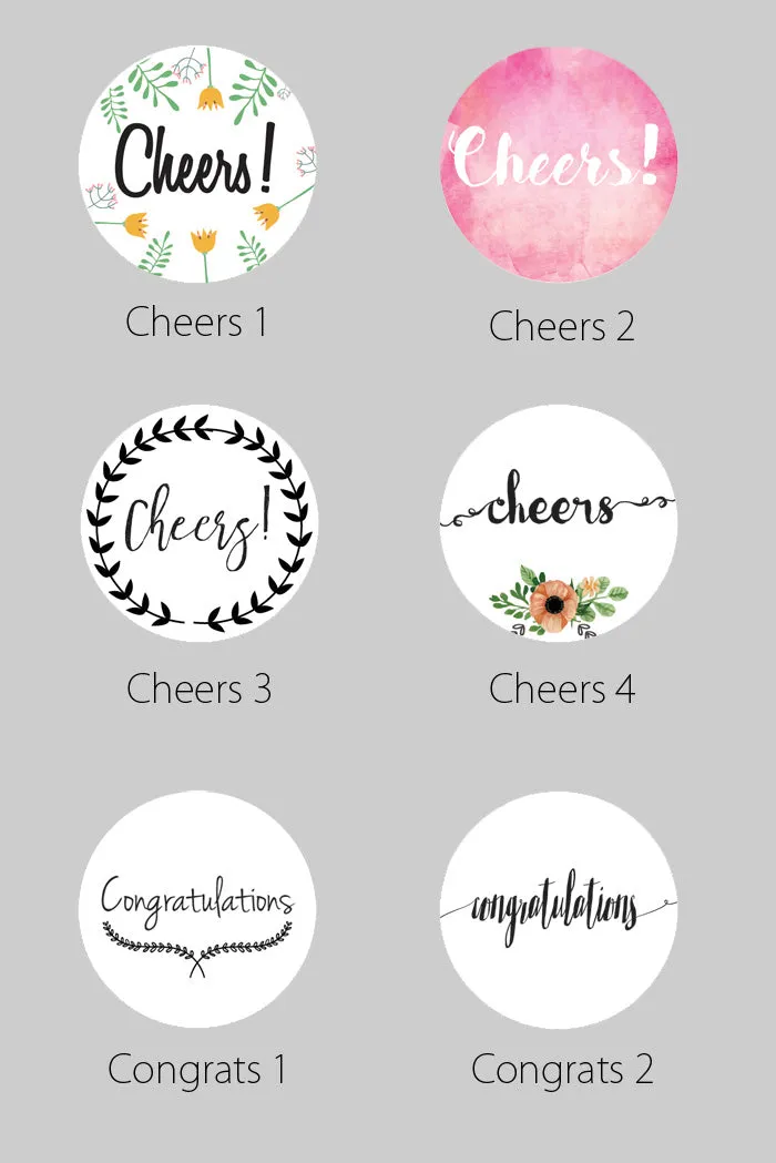 1.5 Inch Congratulations Themed Circle Label Stickers for Party Favors & Invitations (Pre-Set Designed, 24 Labels)