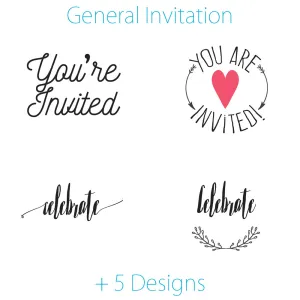 1.5 Inch Invitation Themed Circle Label Stickers for Party Favors & Invitations (Pre-Set Designed, 24 Labels)