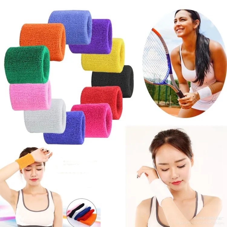 5pcs 8x8cm Women Men Solid Color Cotton Sport Sweatband Brace Wraps Guards(Black)