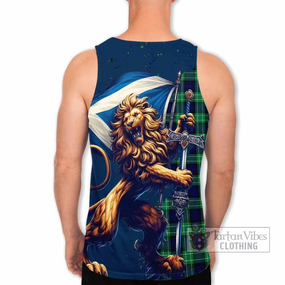 Abercrombie Tartan Family Crest Men's Tank Top with Scottish Majestic Lion