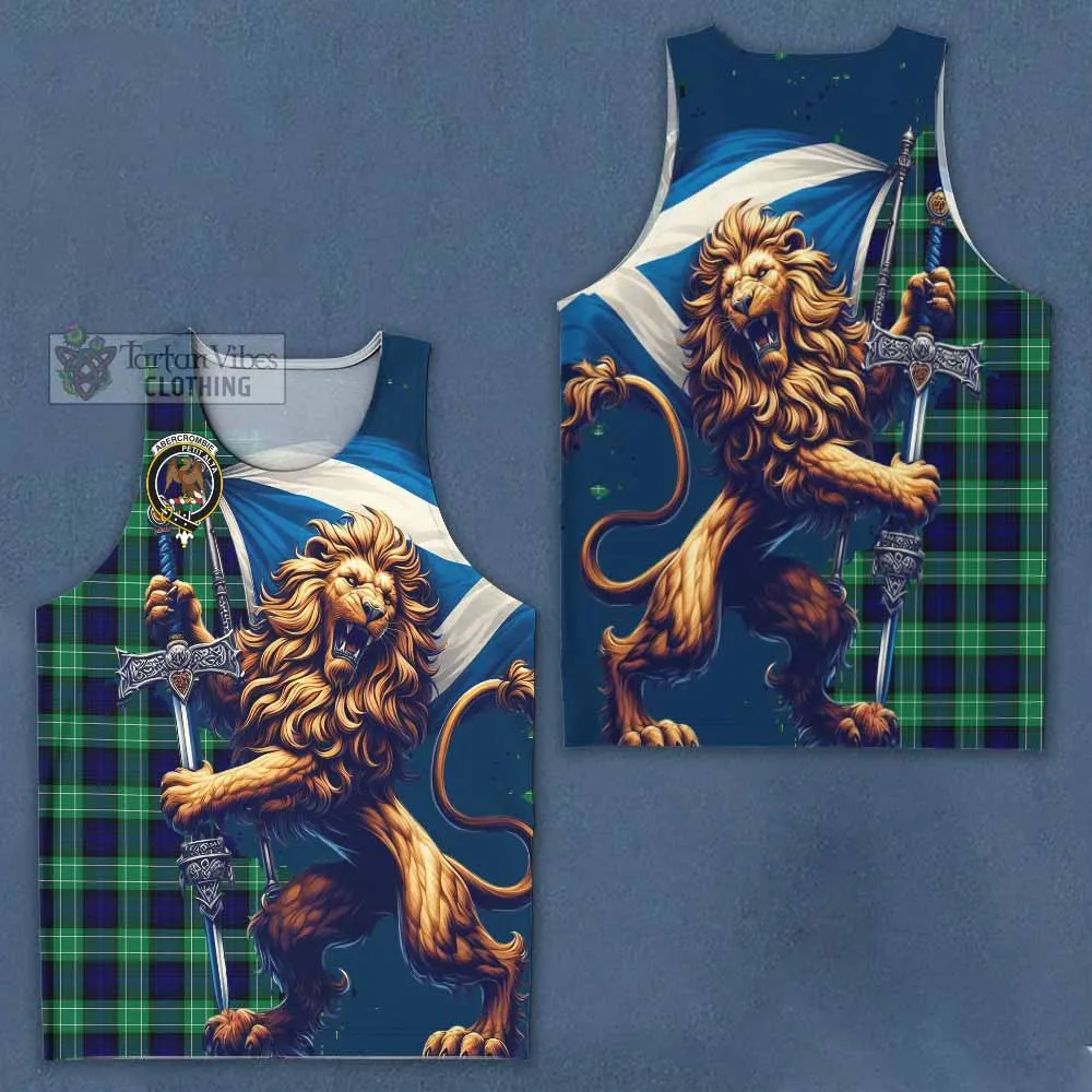 Abercrombie Tartan Family Crest Men's Tank Top with Scottish Majestic Lion