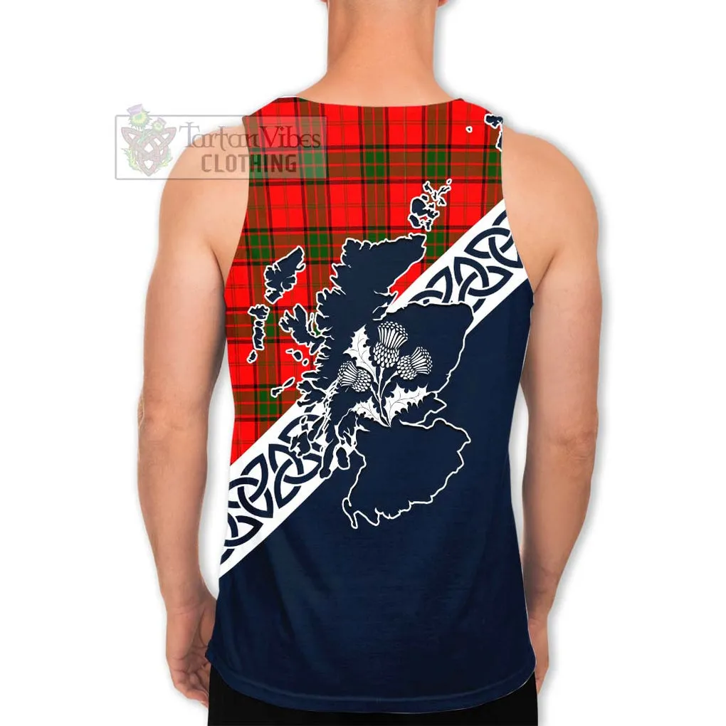 Adair Tartan Men's Tank Top Featuring Thistle and Scotland Map