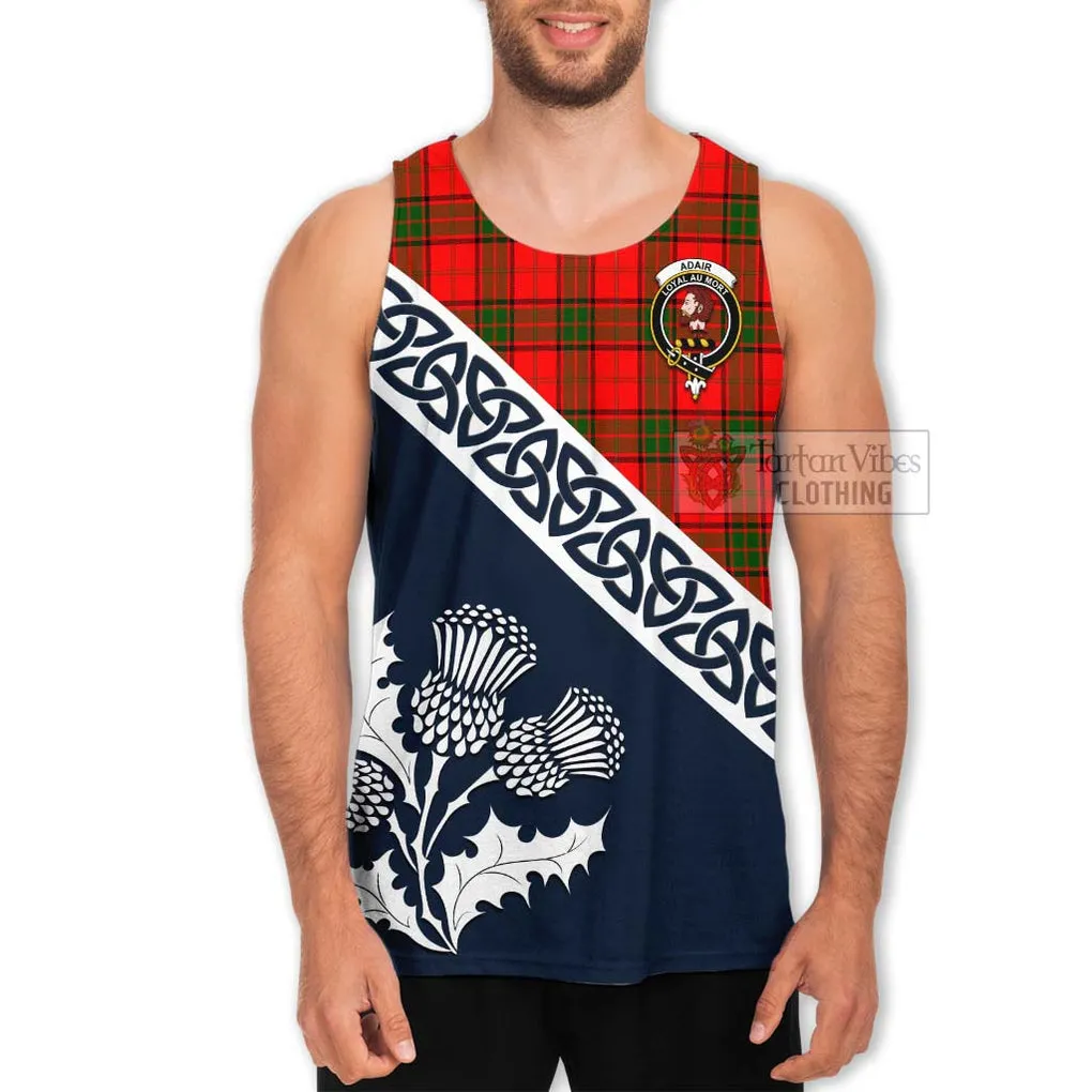 Adair Tartan Men's Tank Top Featuring Thistle and Scotland Map