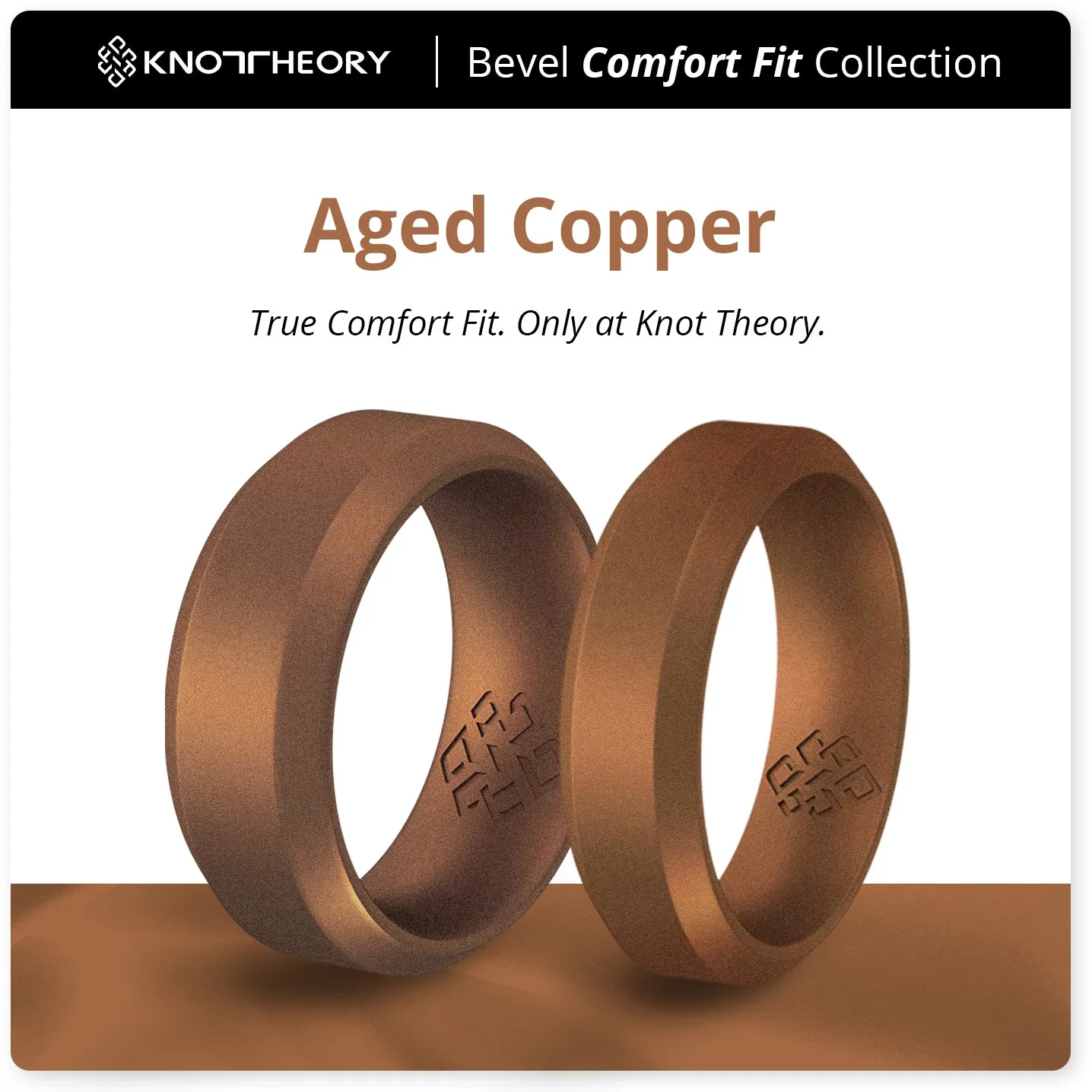 Aged Copper Bevel Edge Breathable Silicone Ring For Men and Women