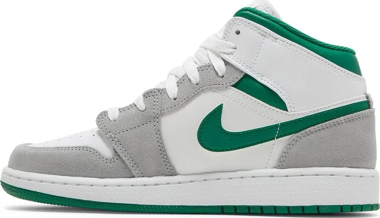 Air Jordan 1 Mid SE GS Gray Pine Green, white