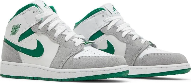 Air Jordan 1 Mid SE GS Gray Pine Green, white