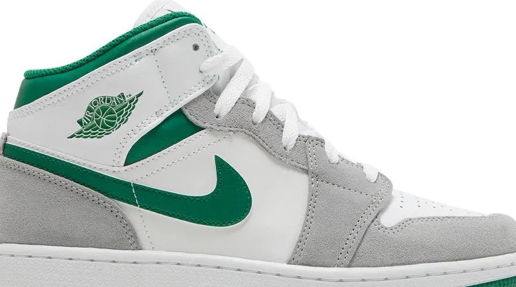 Air Jordan 1 Mid SE GS Gray Pine Green, white