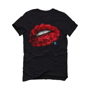 Air Jordan 1 UNC CHI 2019 Black T-Shirt (LIPS N ROSES)