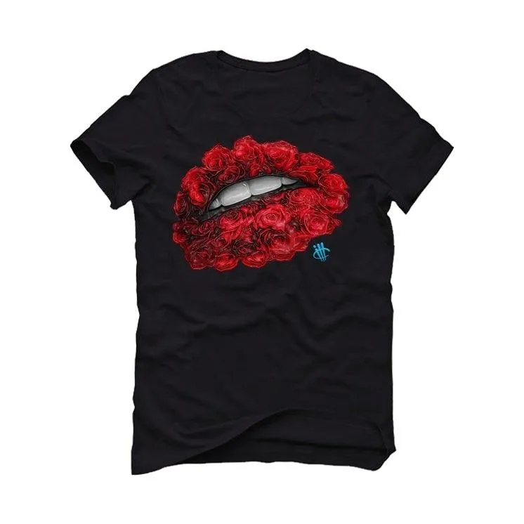 Air Jordan 1 UNC CHI 2019 Black T-Shirt (LIPS N ROSES)