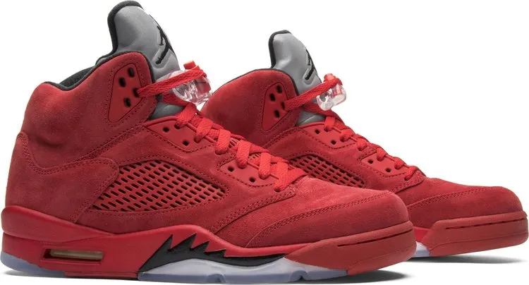 Air Jordan 5 Retro Red Suede Sneakers, red