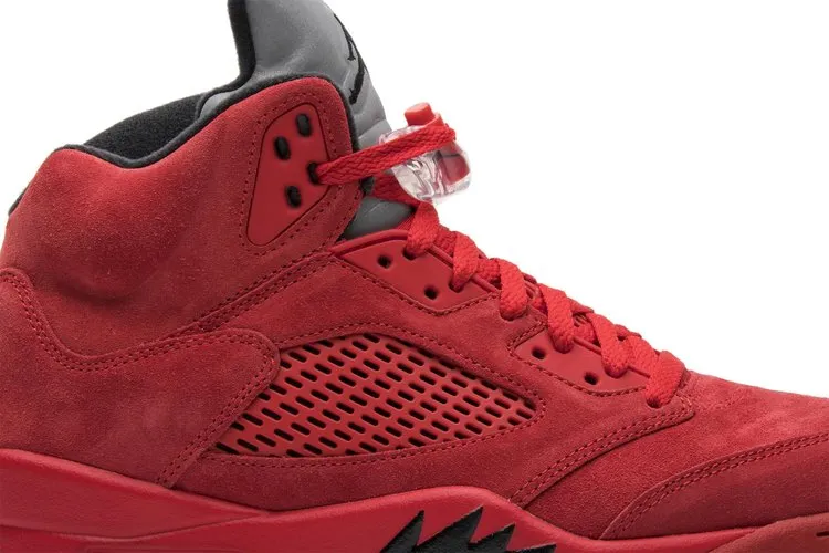 Air Jordan 5 Retro Red Suede Sneakers, red