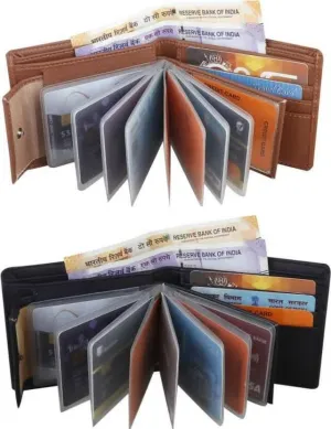 Album Men's PU Leather Wallet Purse - Stylish & Smooth Branded Wallet With Card Holder for Men(Pack Of 2)