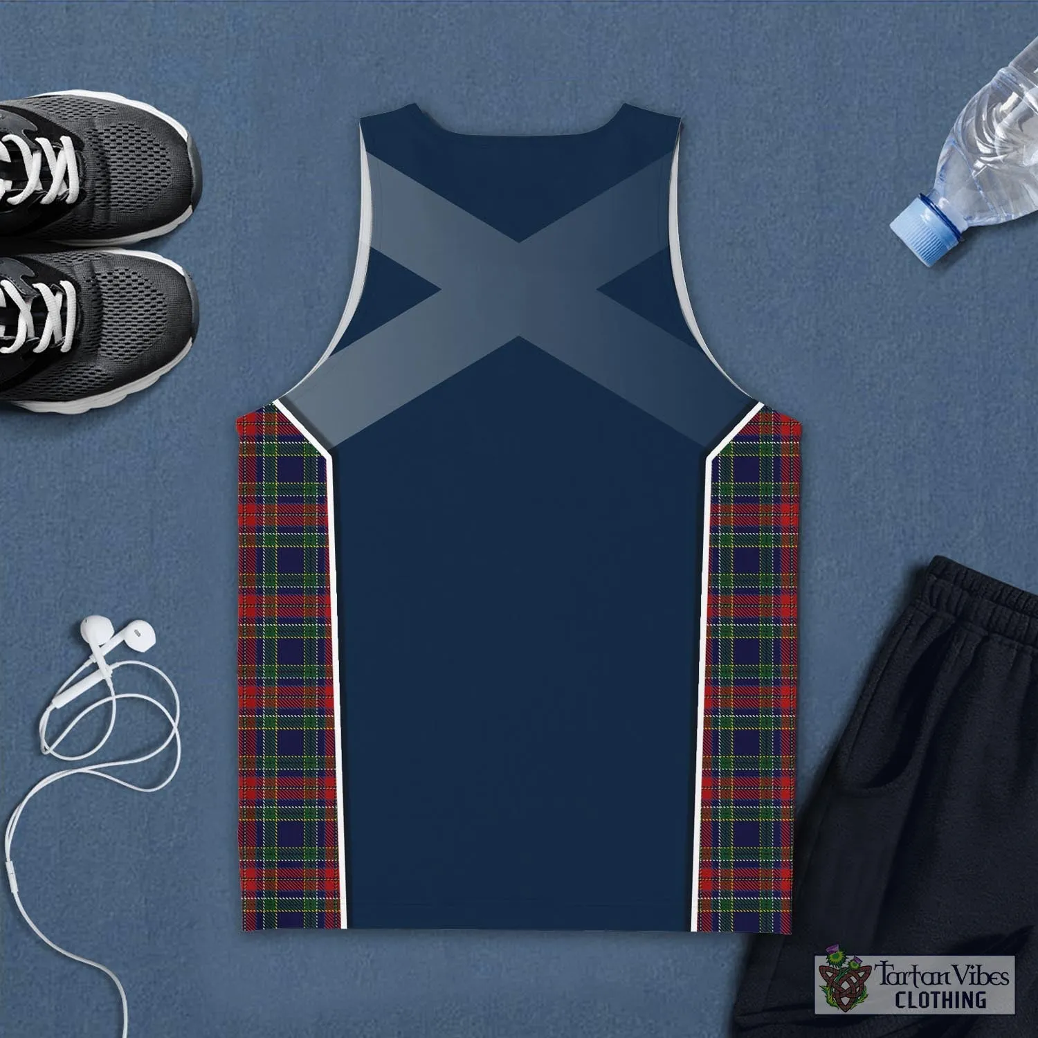 Allison Red Tartan Men's Tanks Top with Family Crest and Scottish Thistle Vibes Sport Style