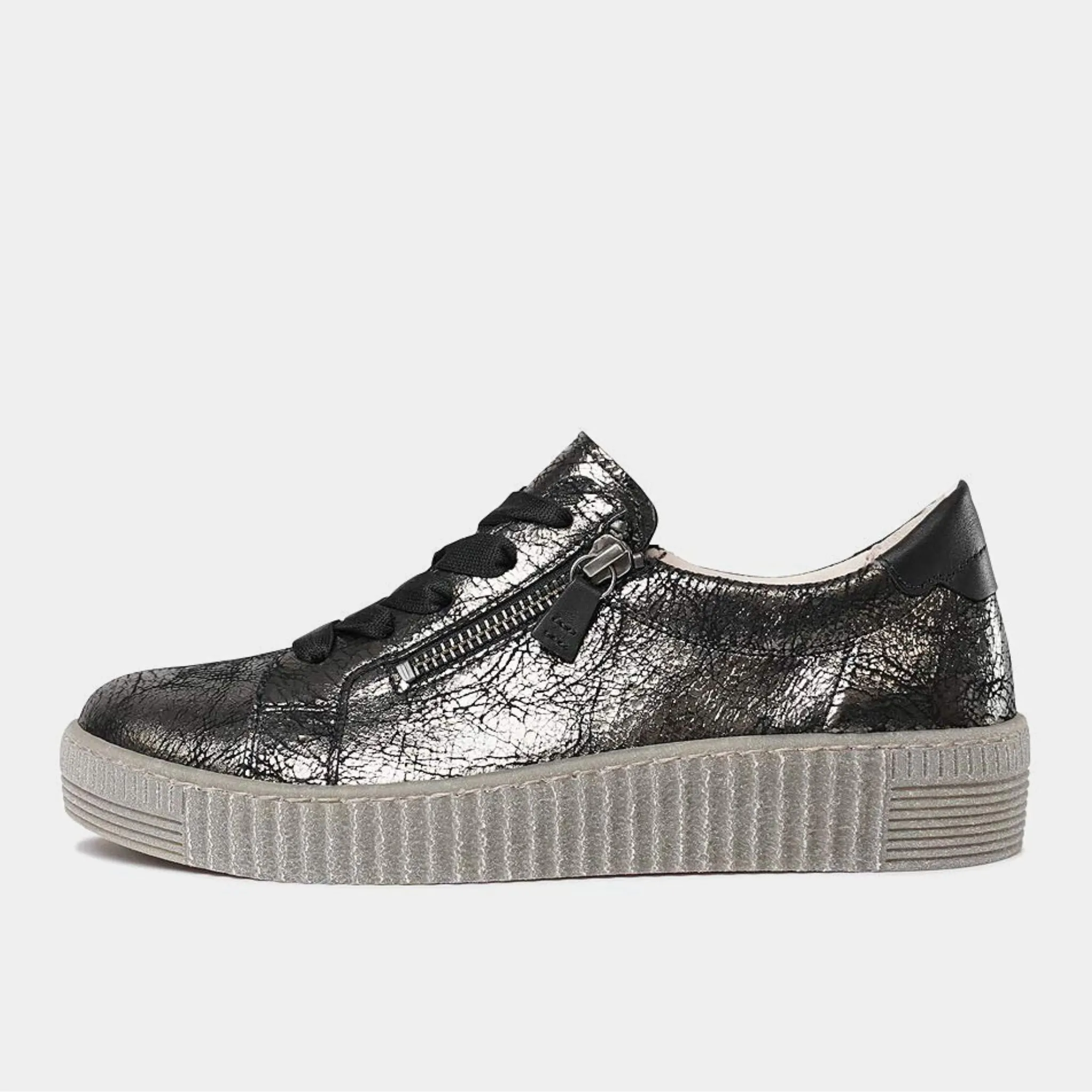 Amelia Black Crackle Leather Sneakers