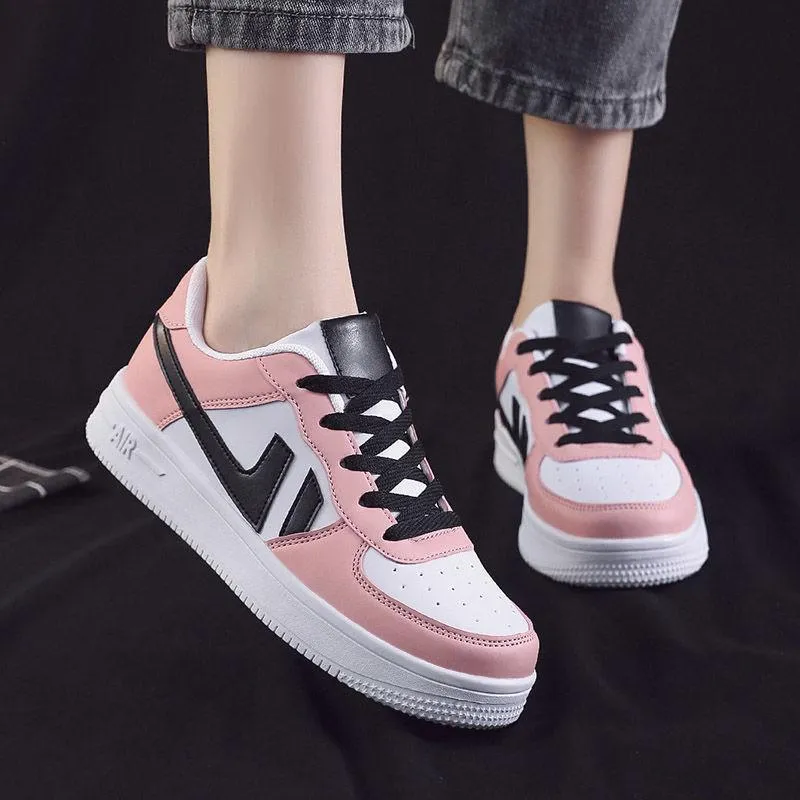 Amozae Women Sneakers White Pink Tennis Cute Lovely Girl Casual Shoes Female Student Blue Low Top Platform Flats Ladies Vulcanize Shoes