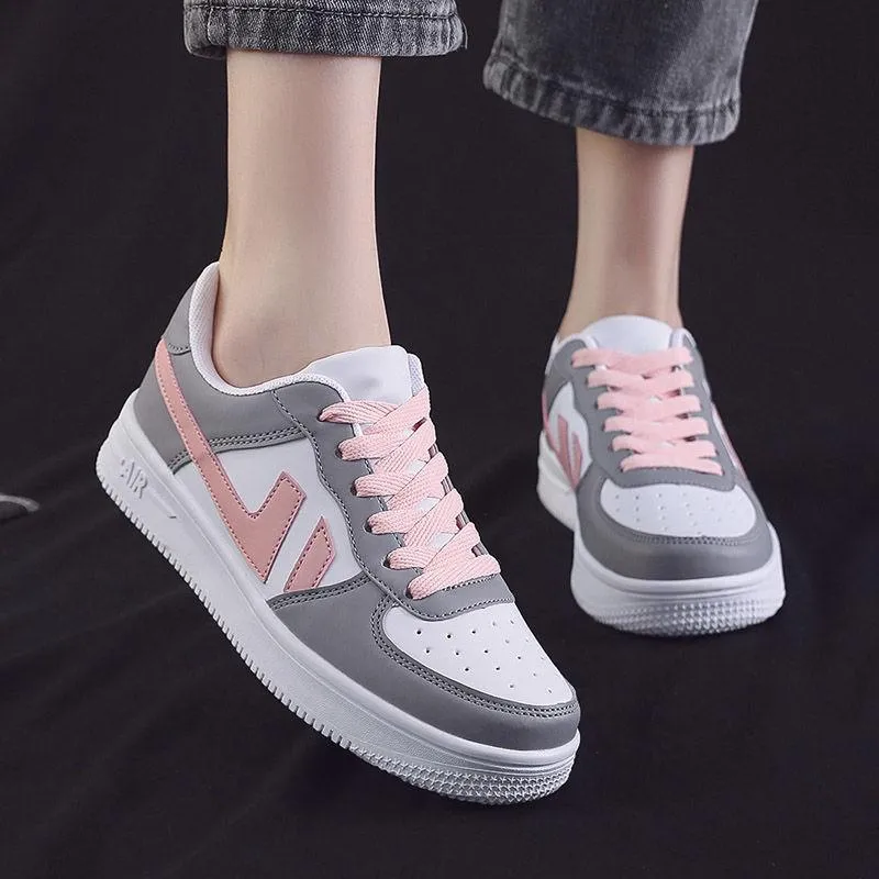 Amozae Women Sneakers White Pink Tennis Cute Lovely Girl Casual Shoes Female Student Blue Low Top Platform Flats Ladies Vulcanize Shoes