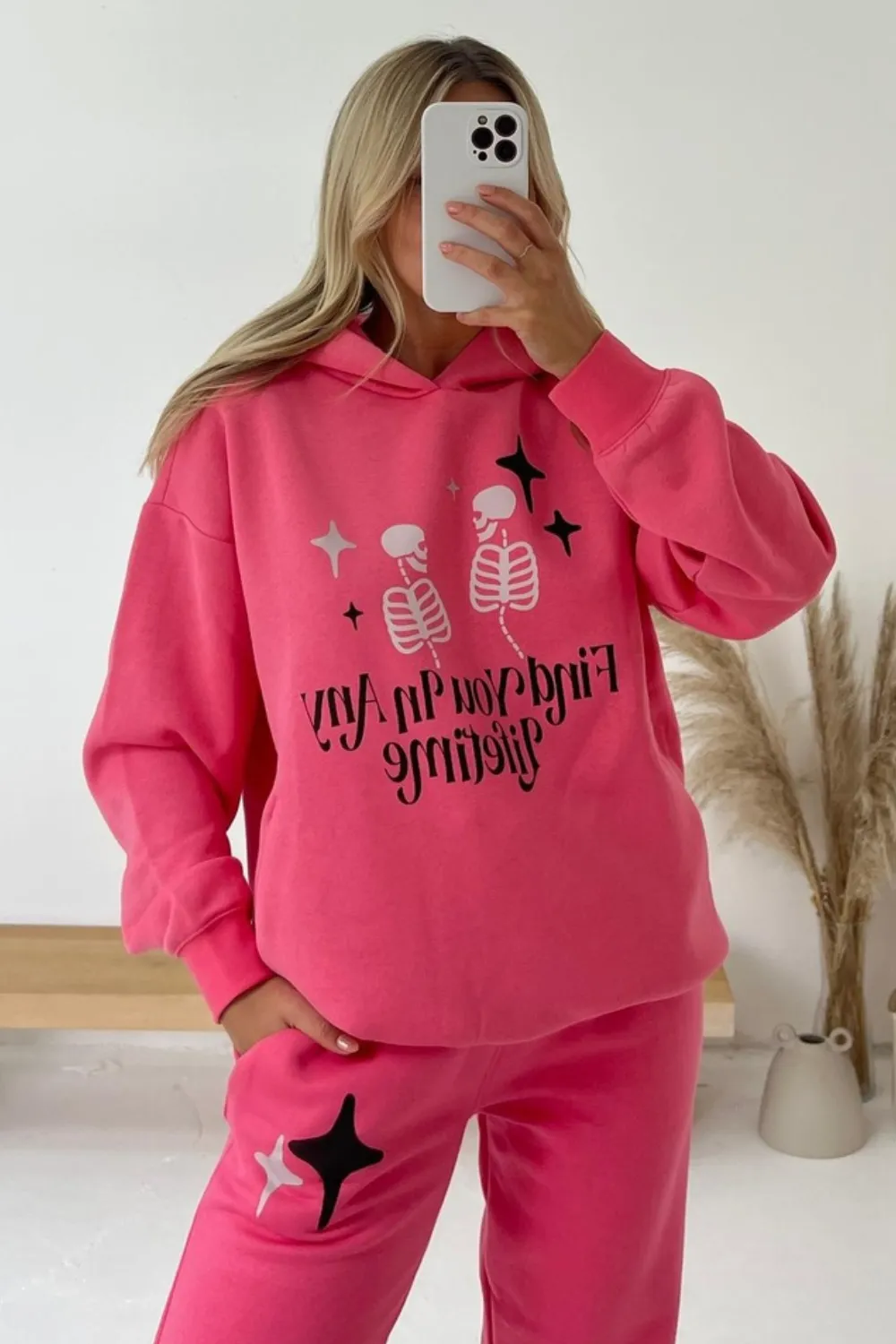 Any lifetime pink lemonade printed hoodie joggers set