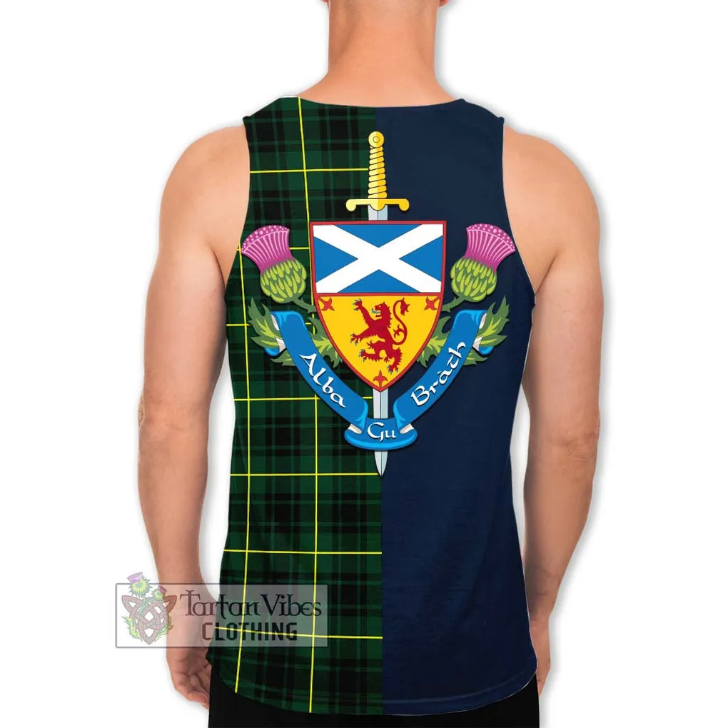 Arthur Modern Tartan Men's Tank Top Alba with Scottish Lion Royal Arm Half Style