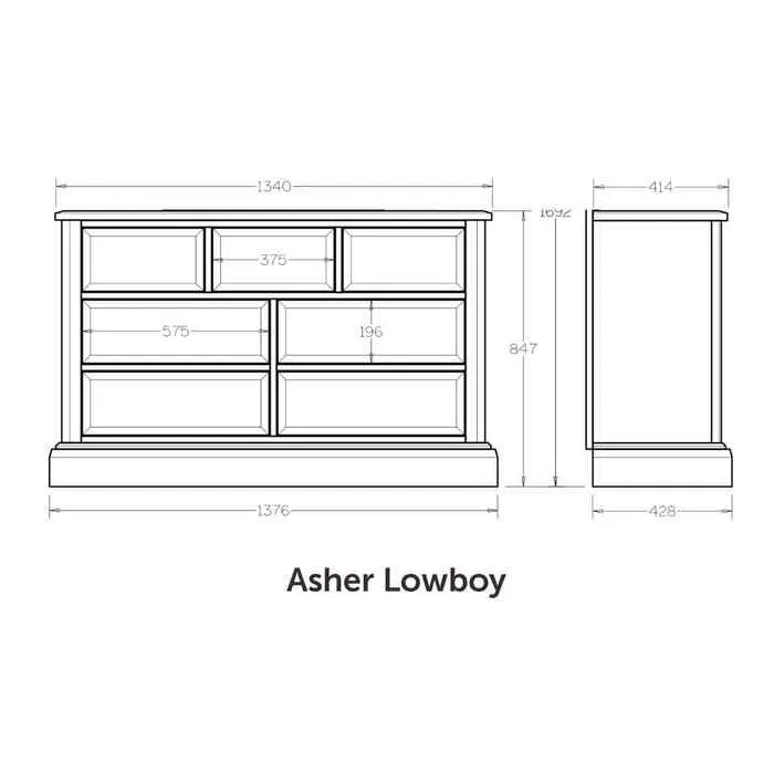 Asher Lowboy 7 Drawer