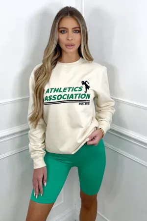 Athletics association embroidered round neck sweater