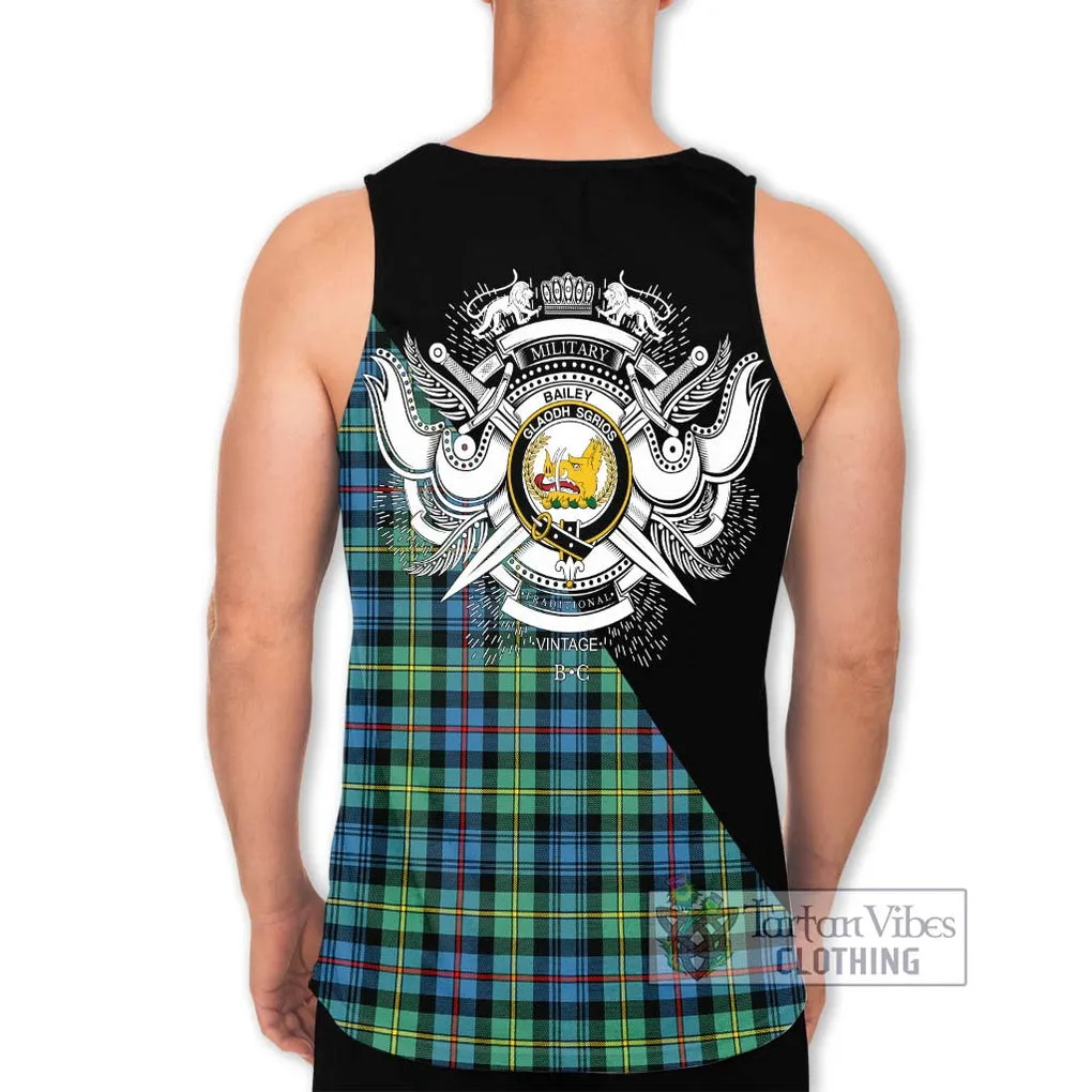 Bailey Ancient Tartan Men's Tank Top with Family Crest and Military Logo Style