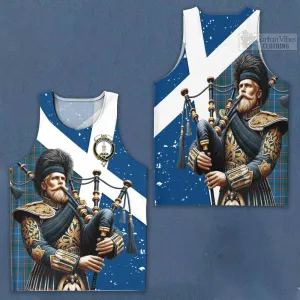 Bain Tartan Men's Tank Top with Family Crest Scottish Bagpiper Vibes