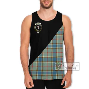 Balfour Blue Tartan Men's Tank Top with Family Crest and Military Logo Style