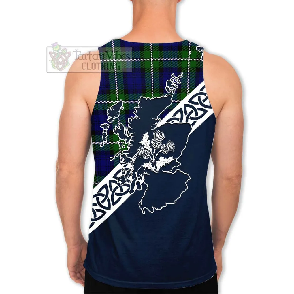 Bannerman Tartan Men's Tank Top Featuring Thistle and Scotland Map