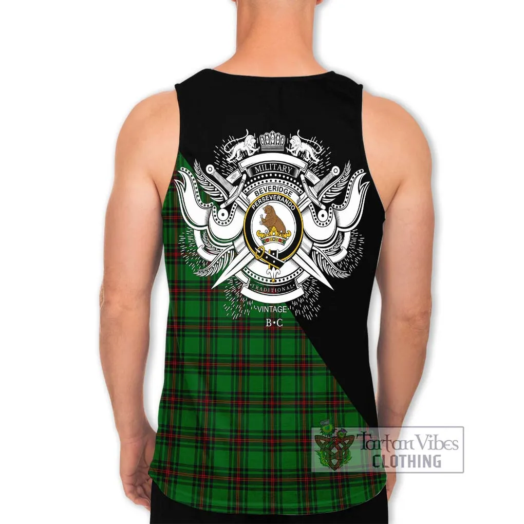 Beveridge Tartan Men's Tank Top with Family Crest and Military Logo Style