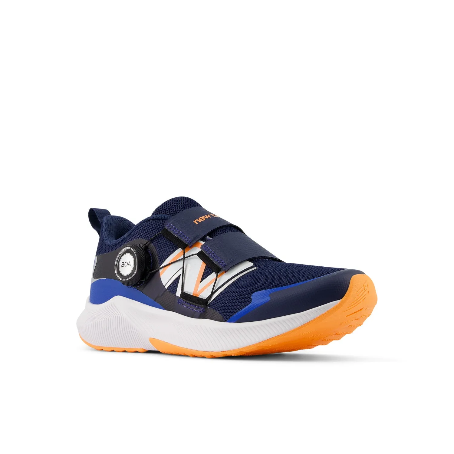 Big Kid's New Balance DynaSoft Reveal v4 Boa Color: NB Navy with Hot Mango