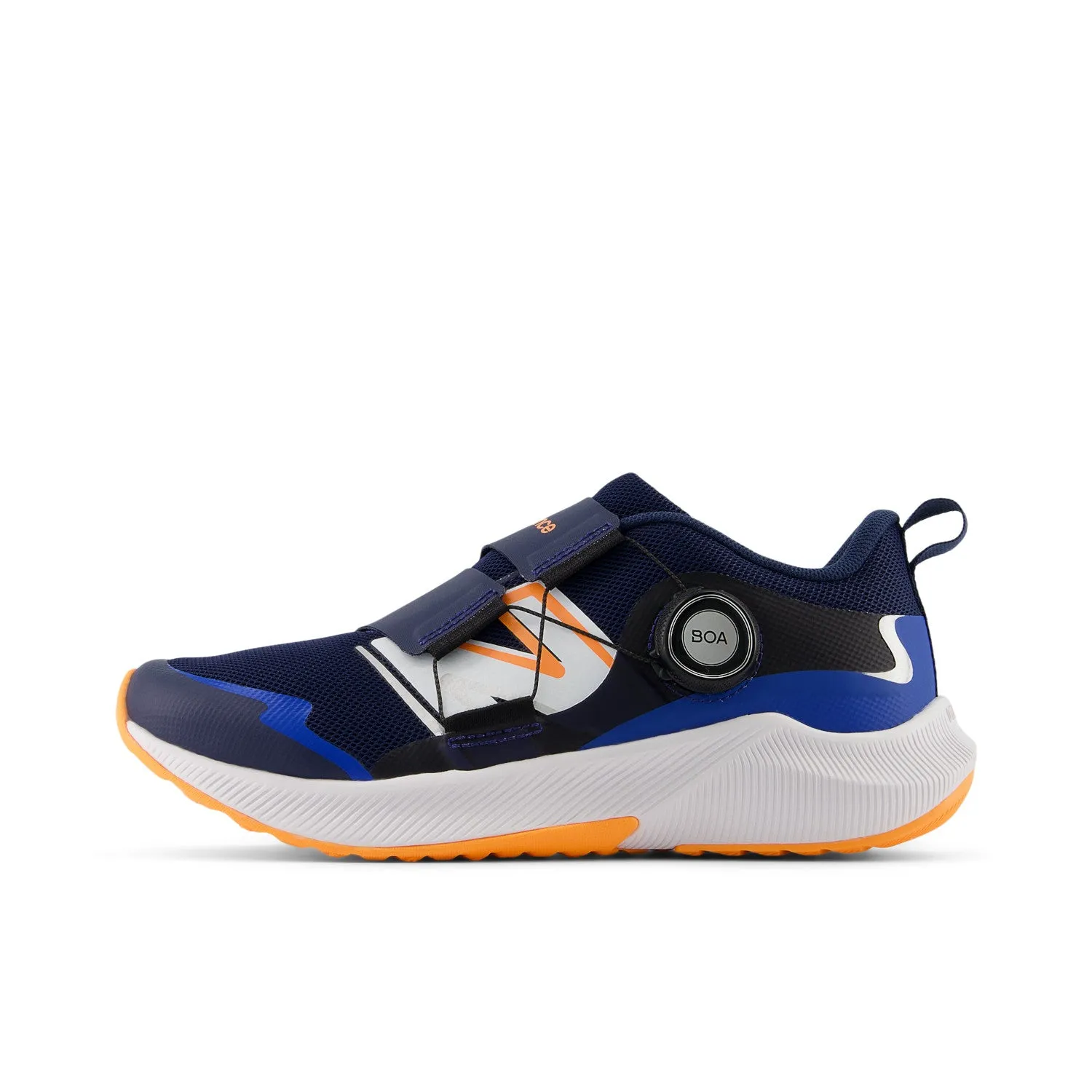 Big Kid's New Balance DynaSoft Reveal v4 Boa Color: NB Navy with Hot Mango