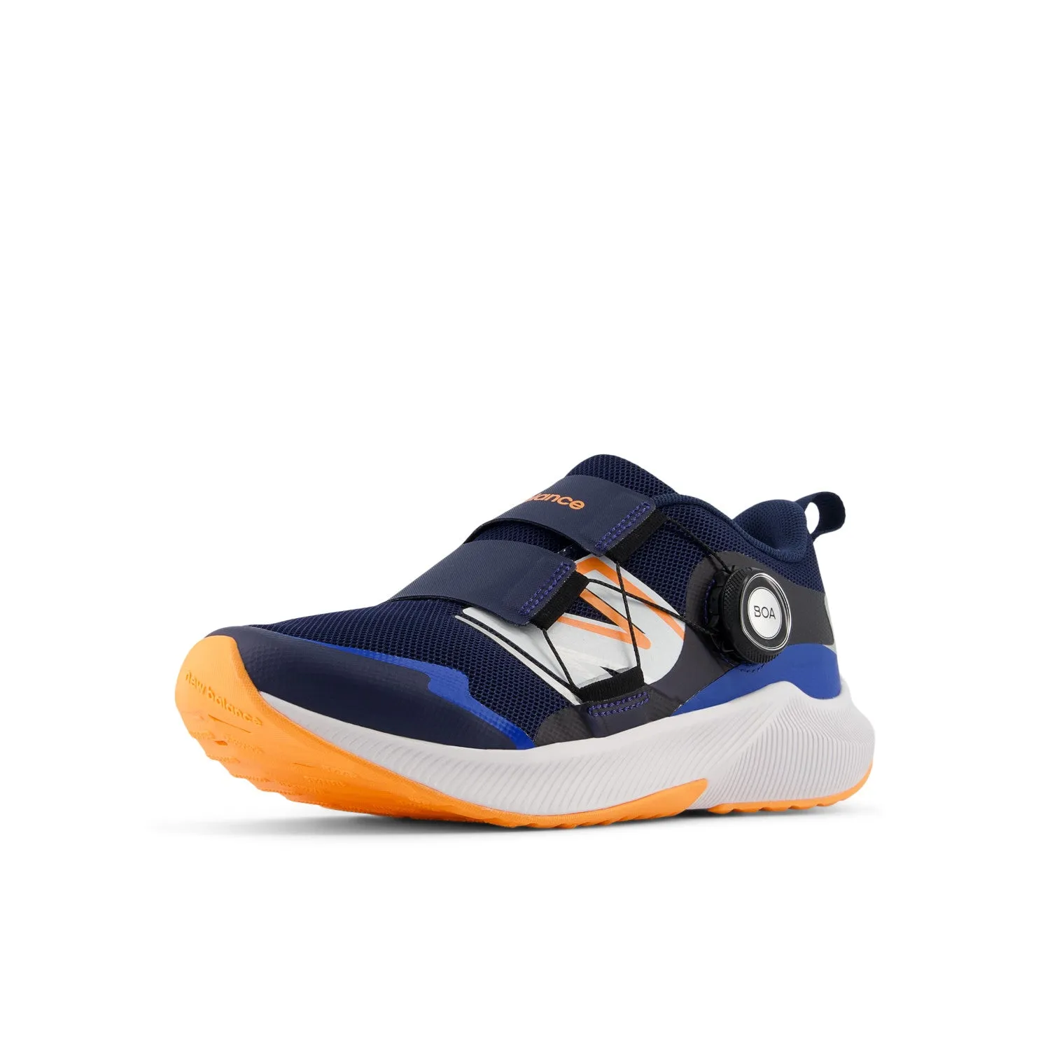 Big Kid's New Balance DynaSoft Reveal v4 Boa Color: NB Navy with Hot Mango