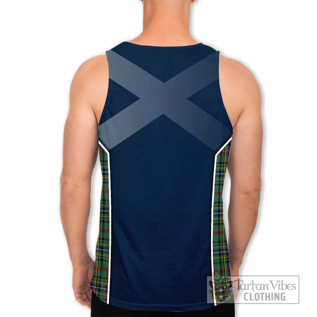 Bisset Tartan Men's Tank Top with Family Crest and Lion Rampant Vibes Sport Style