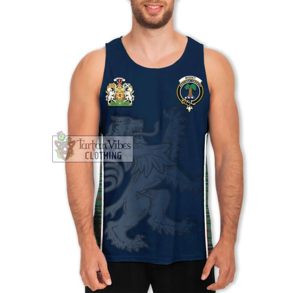 Bisset Tartan Men's Tank Top with Family Crest and Lion Rampant Vibes Sport Style