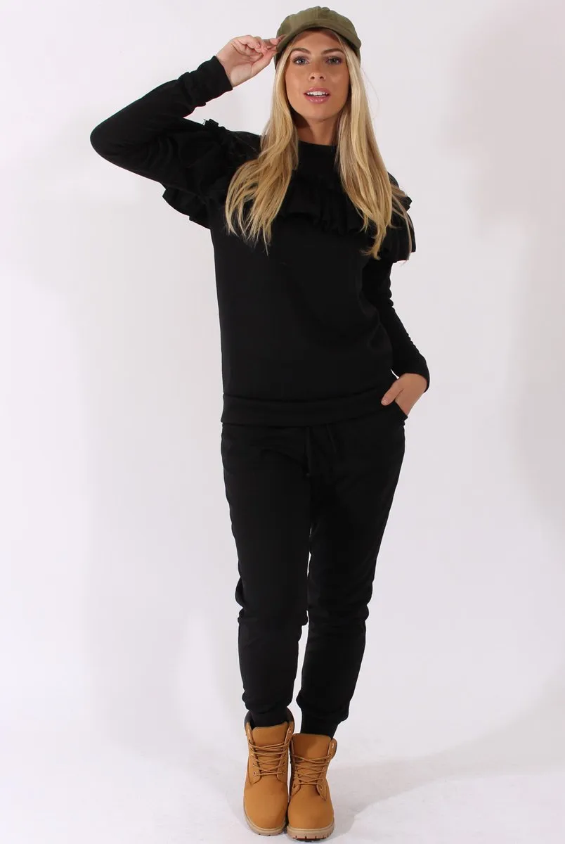 Black Frill Layer Tracksuit - Tawney