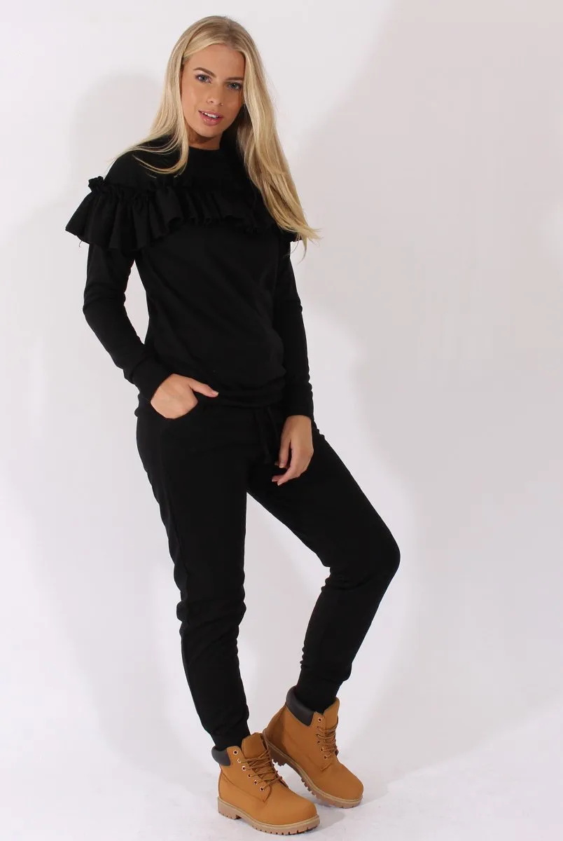 Black Frill Layer Tracksuit - Tawney