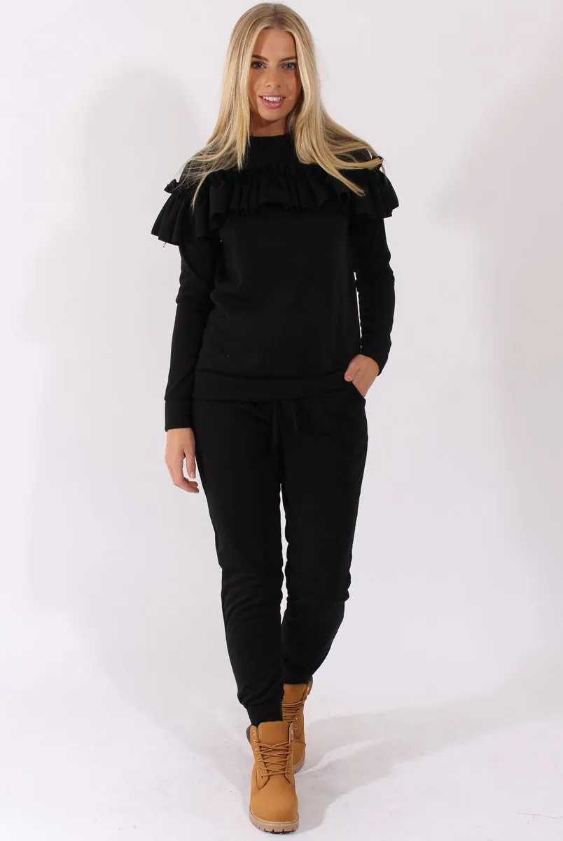 Black Frill Layer Tracksuit - Tawney