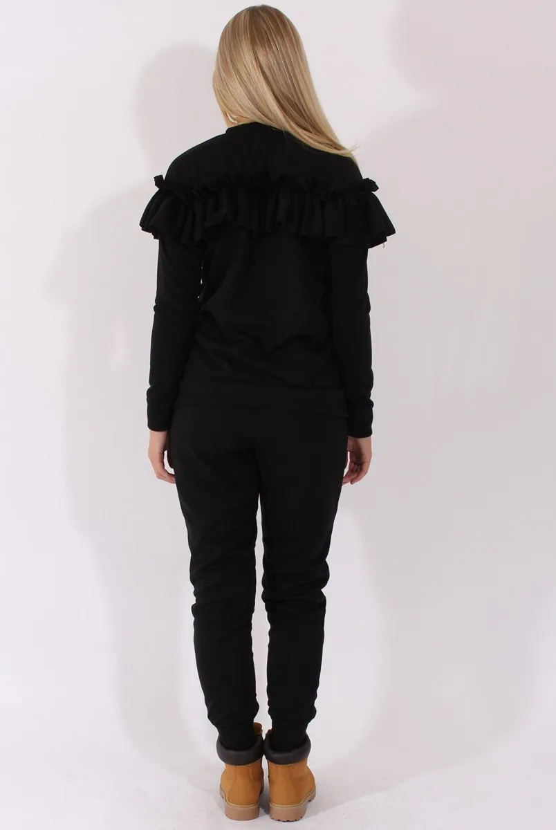 Black Frill Layer Tracksuit - Tawney