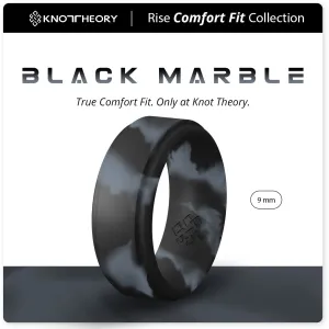 Black Marble Step Edge Breathable Silicone Ring for Men