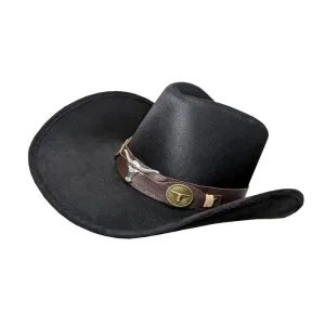 Black Suede Cowboy Hat w/ Animal Decor