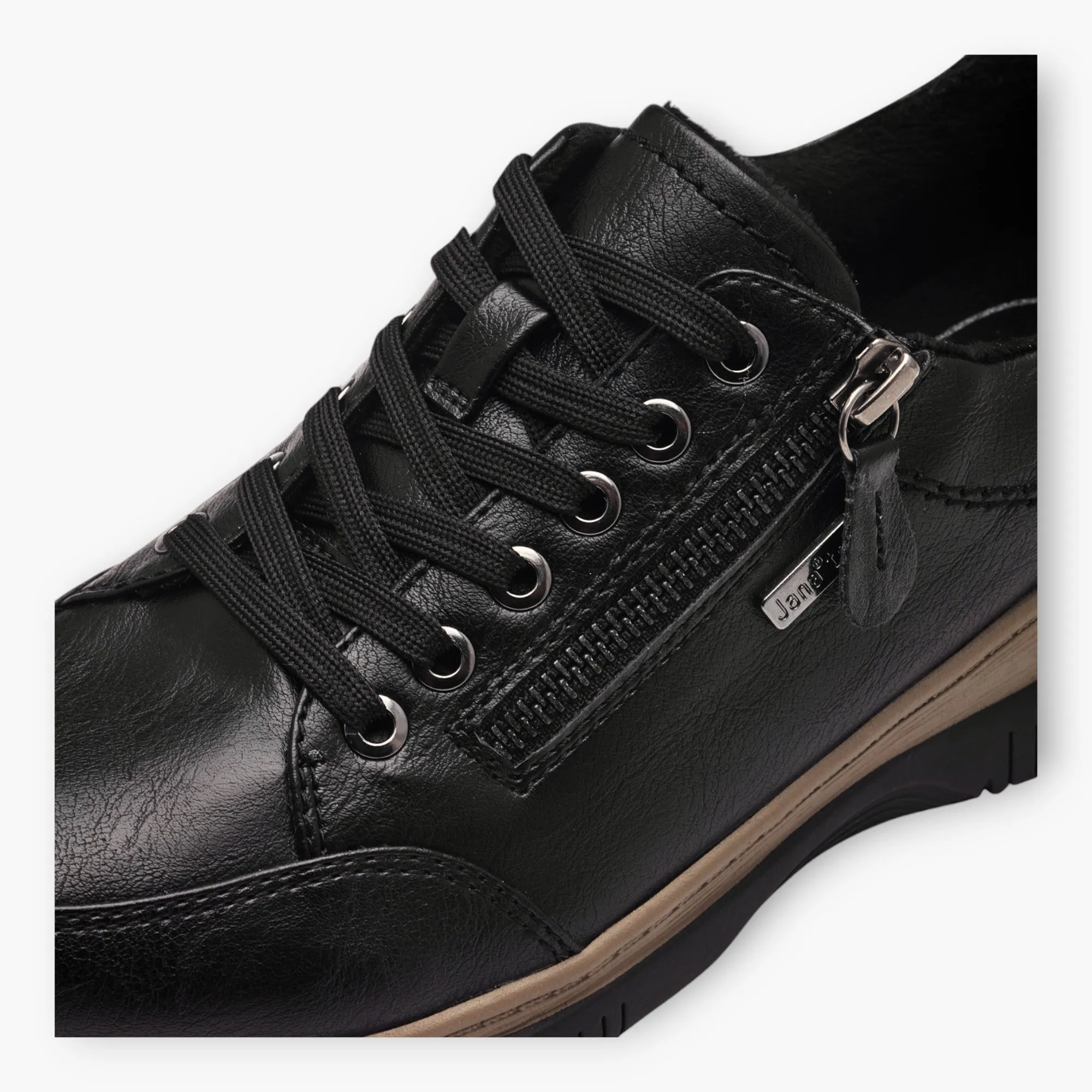 Black Women's Lace-Up Trainers with Bronze Detail – Vegan Comfort Shoes