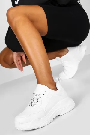 Boohoo Ladies Contrast Lace Chunky Platform Trainers