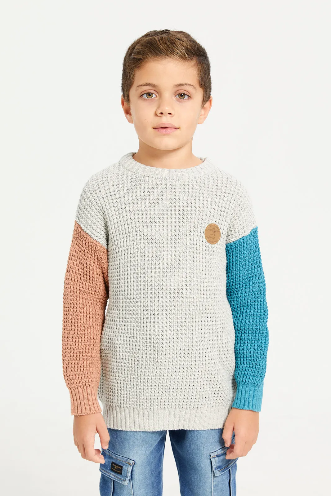 Boys Cream Knitted Pullover