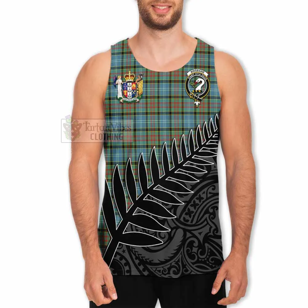 Brisbane Crest Tartan Men's Tank Top with New Zealand Silver Fern Half Style