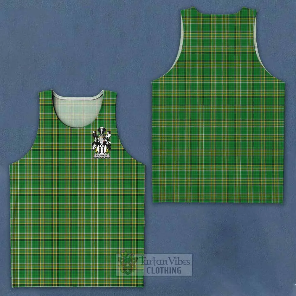 Brounker Irish Clan Tartan Men's Tank Top with Coat of Arms