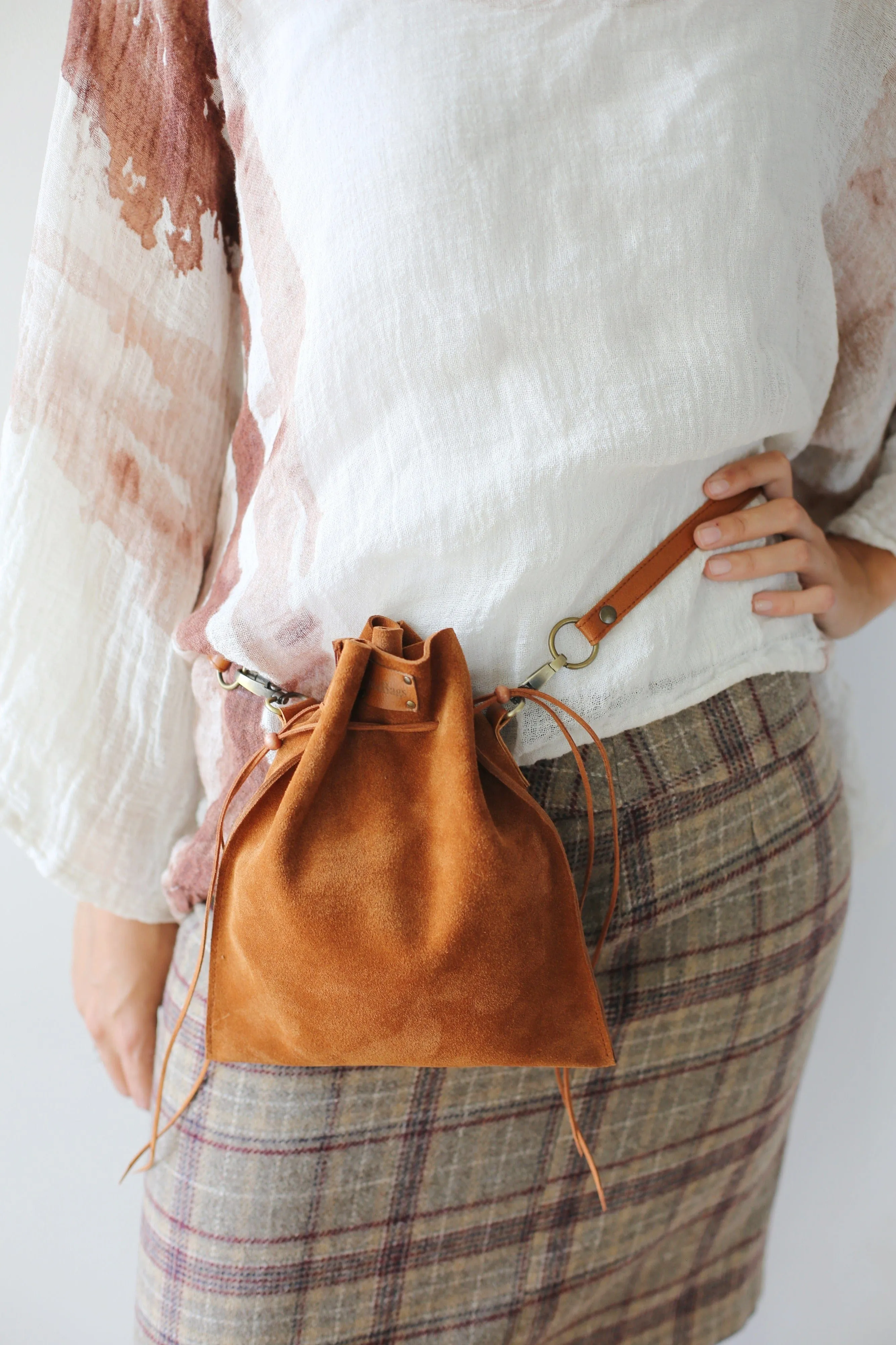 Brown Suede Cross Body Bag