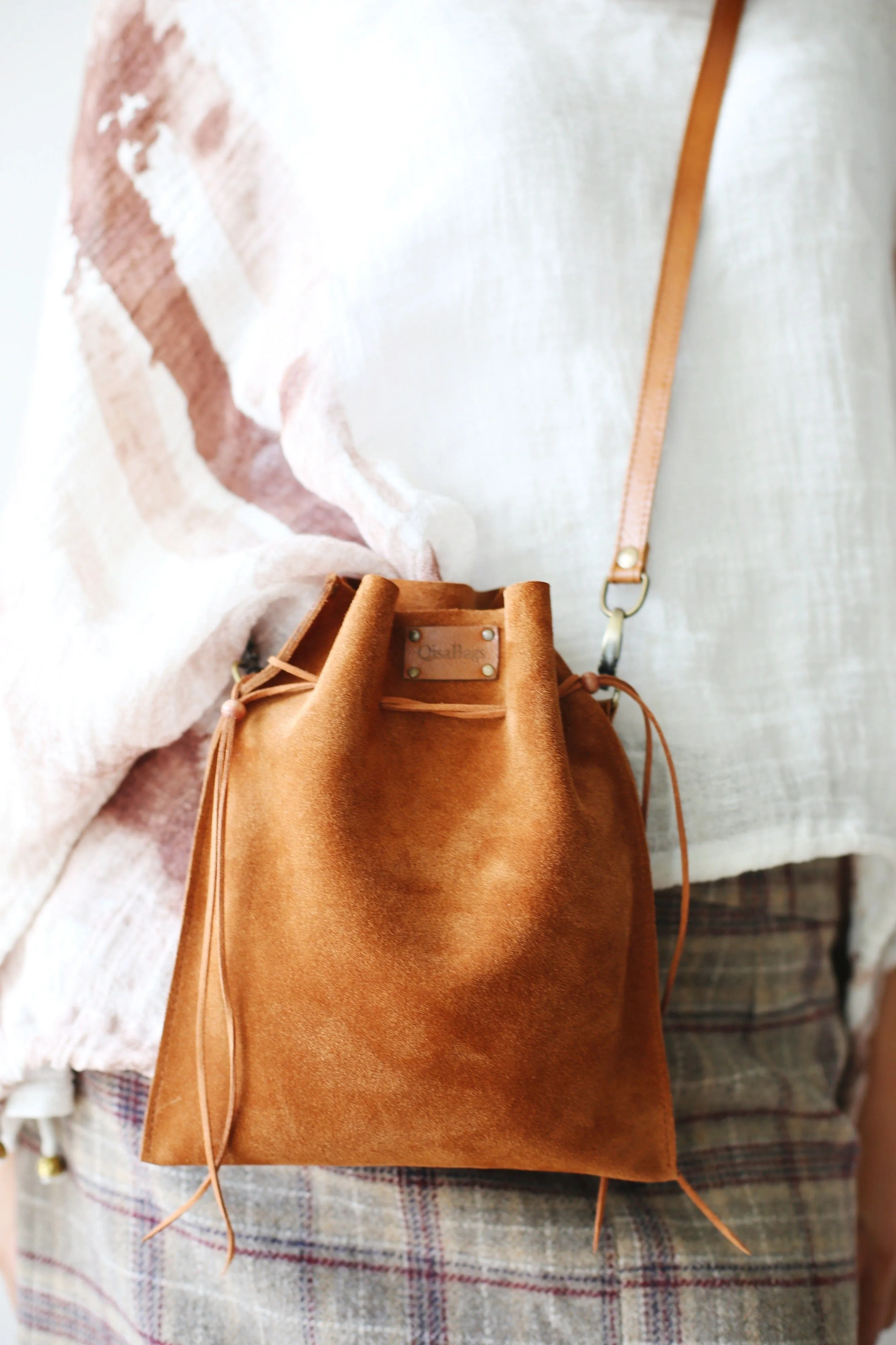 Brown Suede Cross Body Bag