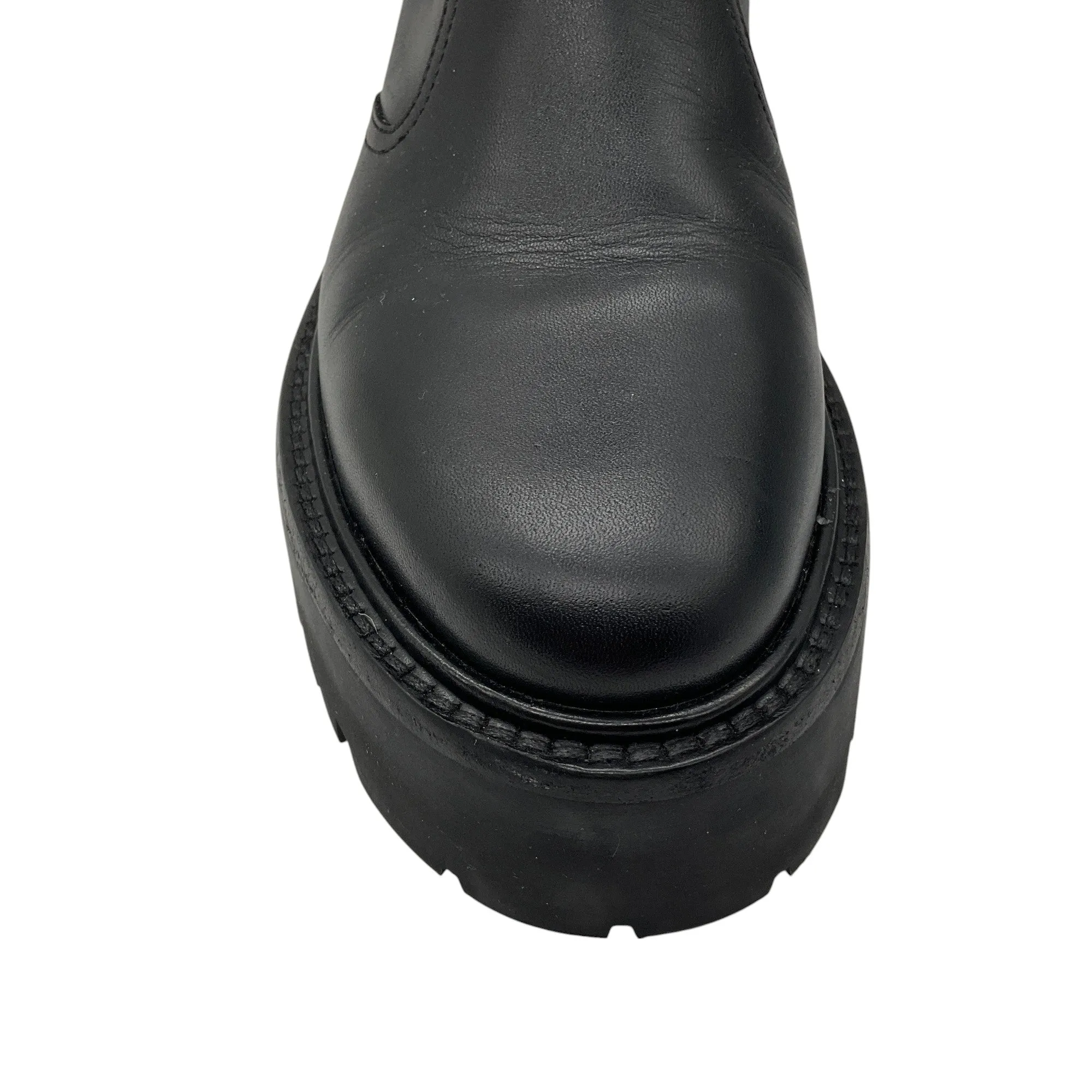 Celine Black 2022 Bulky Buckle Detail Calfskin Leather Biker Boots