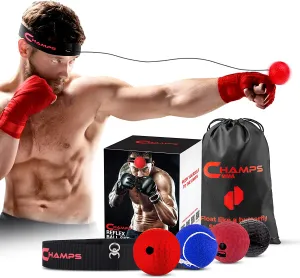 CHAMPS MMA Boxing Reflex Ball -Improve Reaction Speed and Hand Eye Coordination Training Boxing Equipment for Training at Home, Boxing Gear for MMA Equipment, Punching Ball Reflex Bag