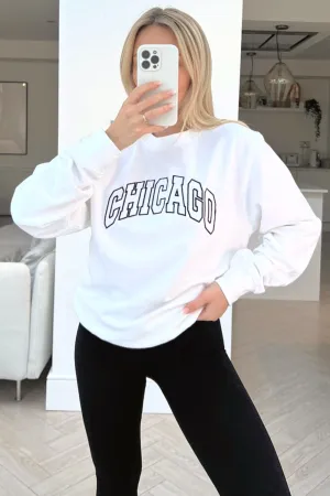 Chicago white embroidered sweater